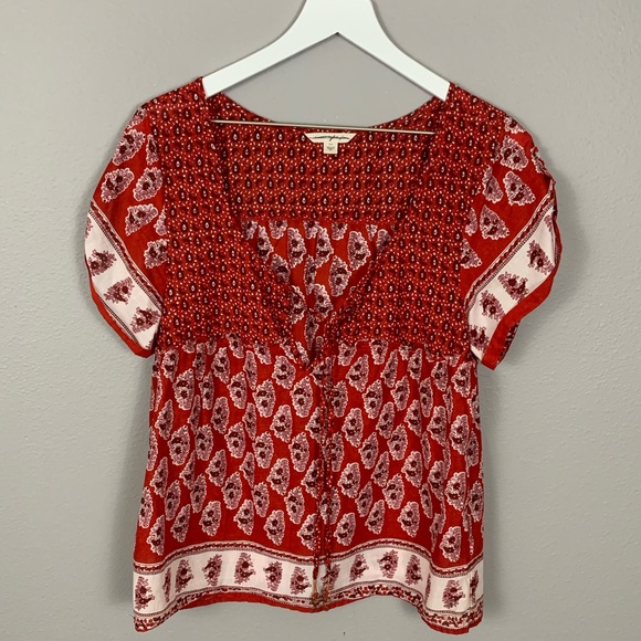 American Eagle Outfitters Tops - American Eagle Outfitters Red Semi Sheer Top